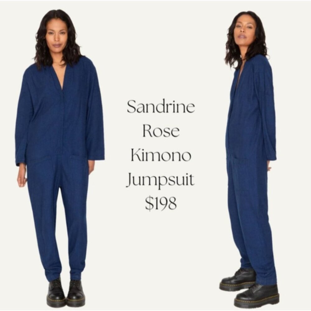 Sandrine Rose Kimono Jumpsuit Navy Blue Size Medium